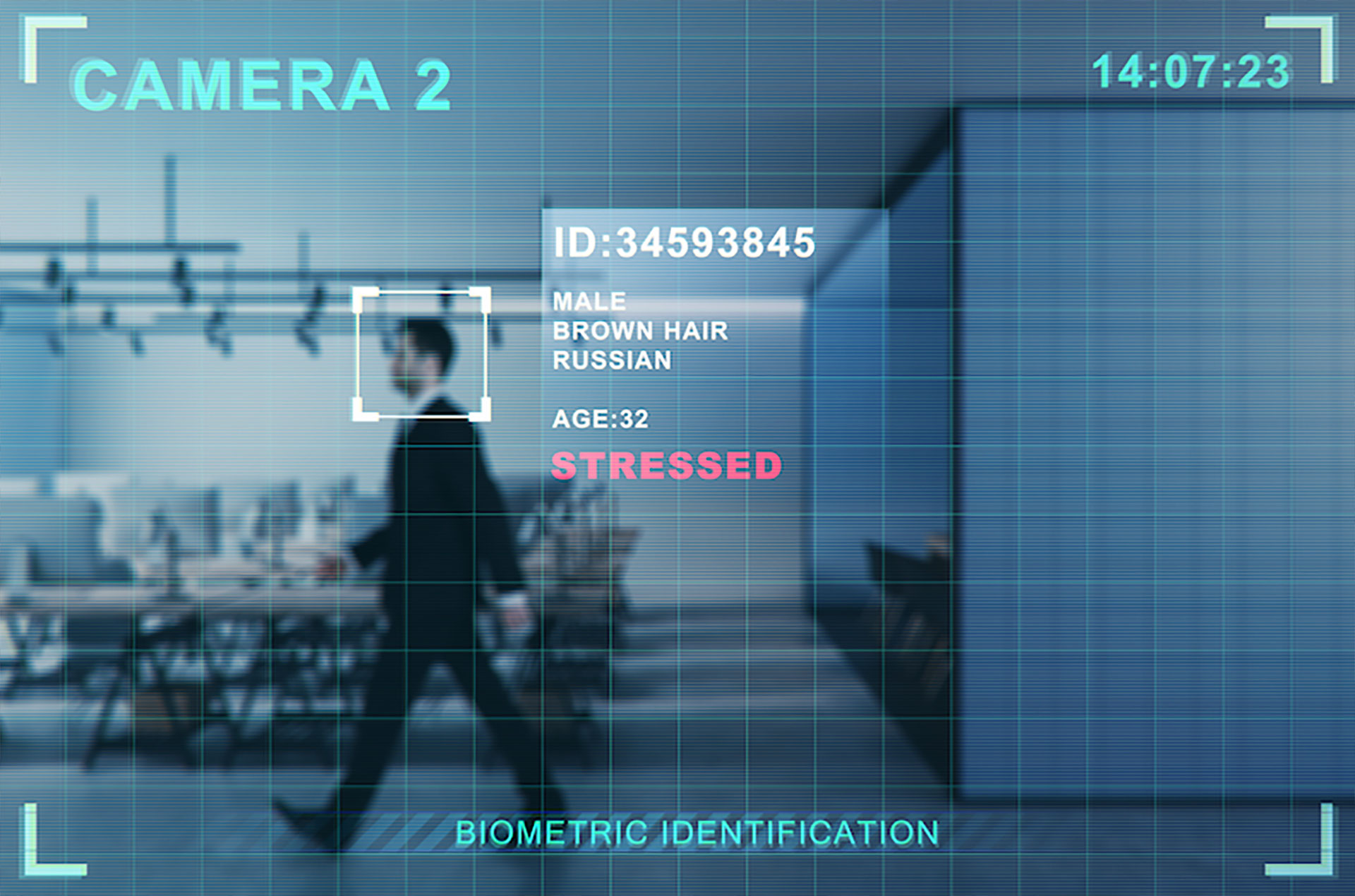 AI-driven analytic data captured from a man walking