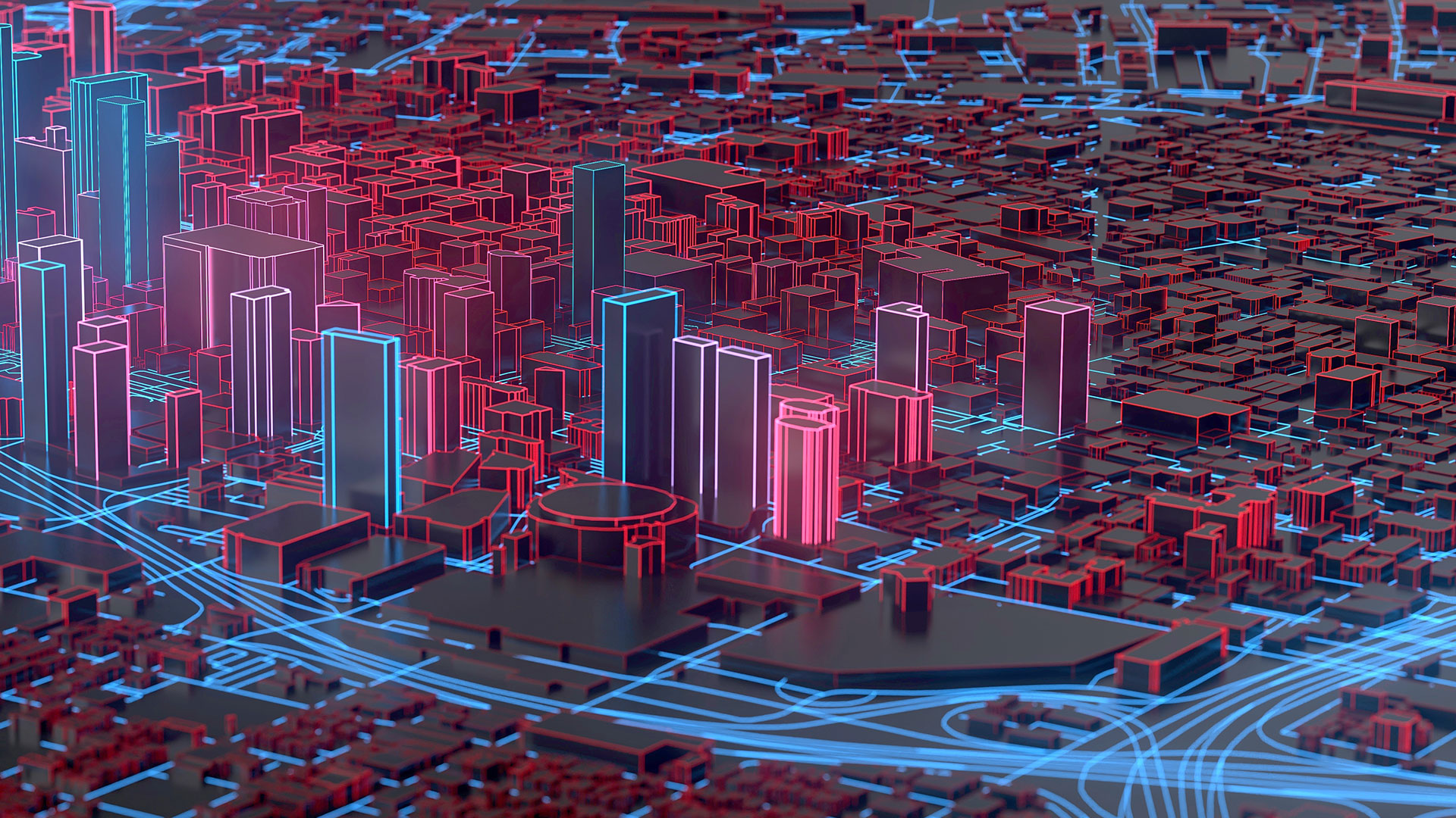 City graphic with heat signature