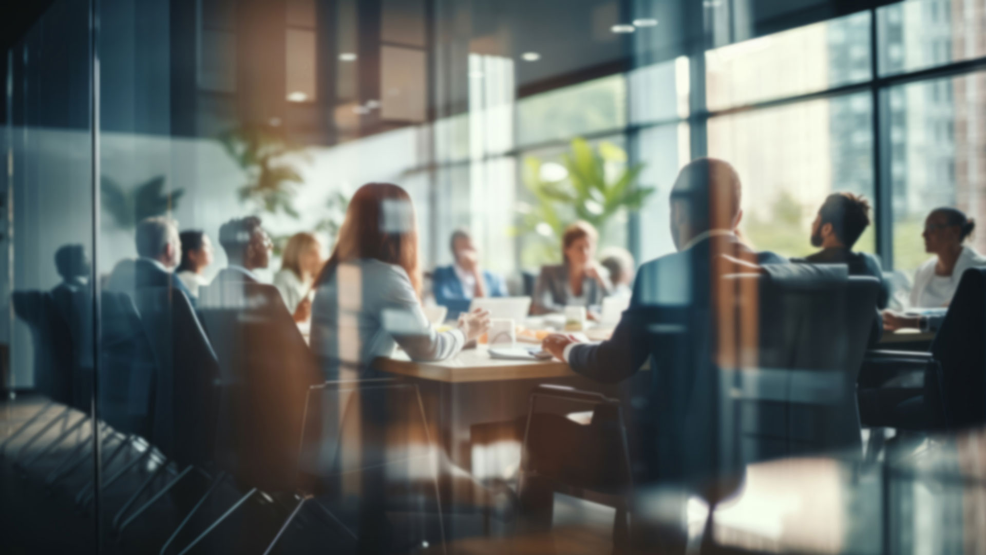 Blurry image of full conference room
