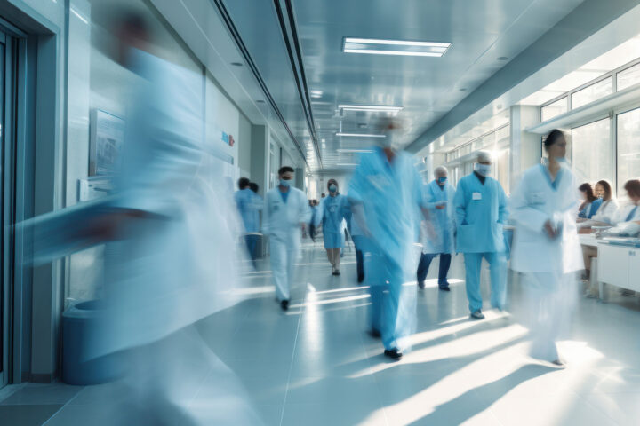 Blurred medical professionals