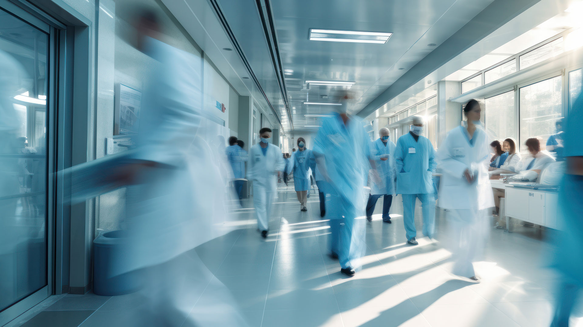 Blurred medical professionals