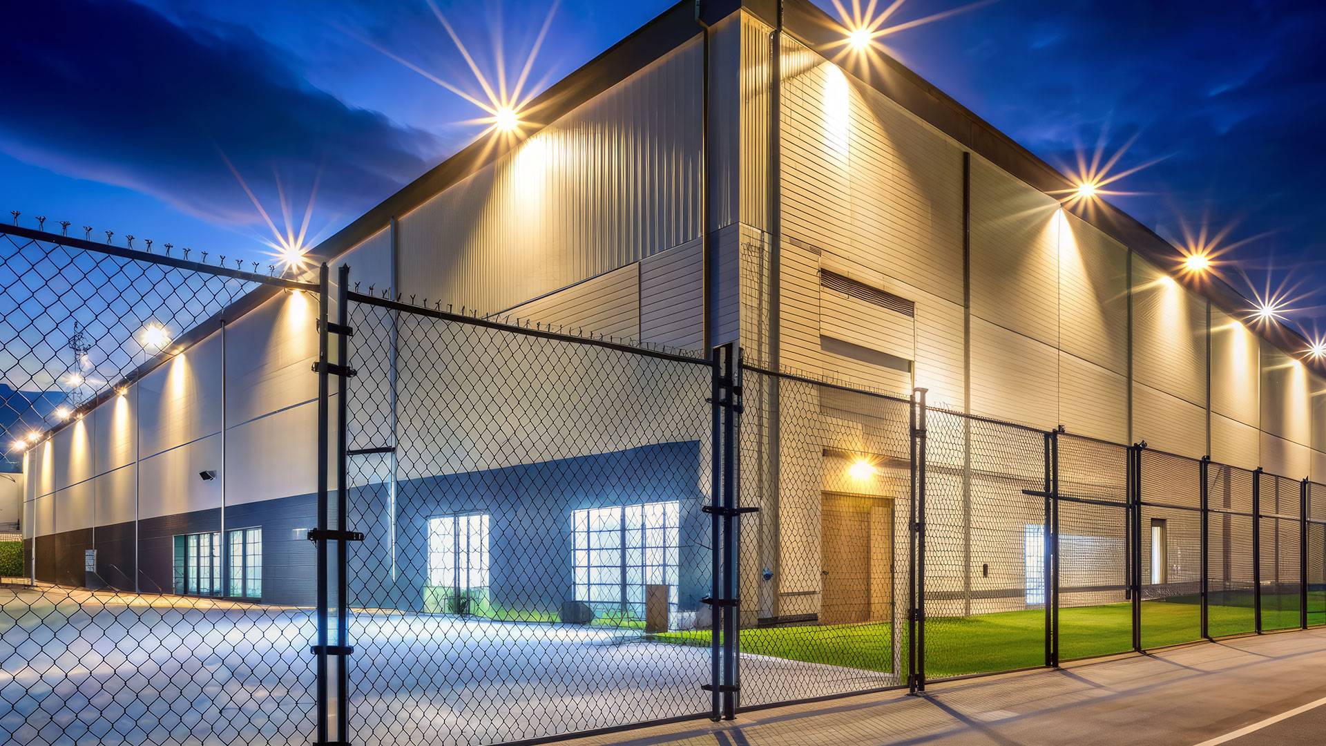Exterior of a fenced in building