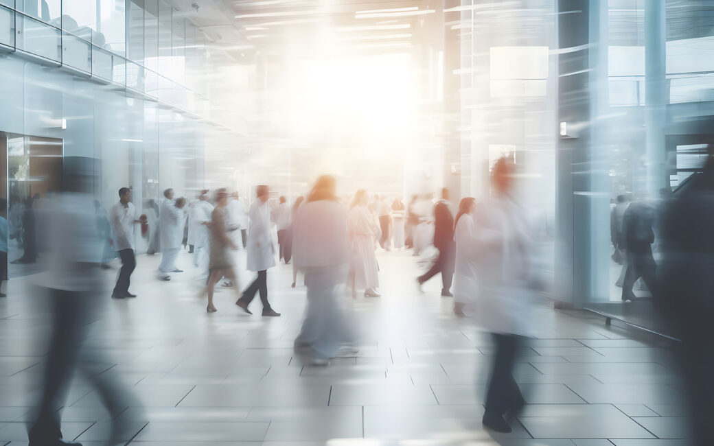abstract blurred image of doctor and patient people in hospital