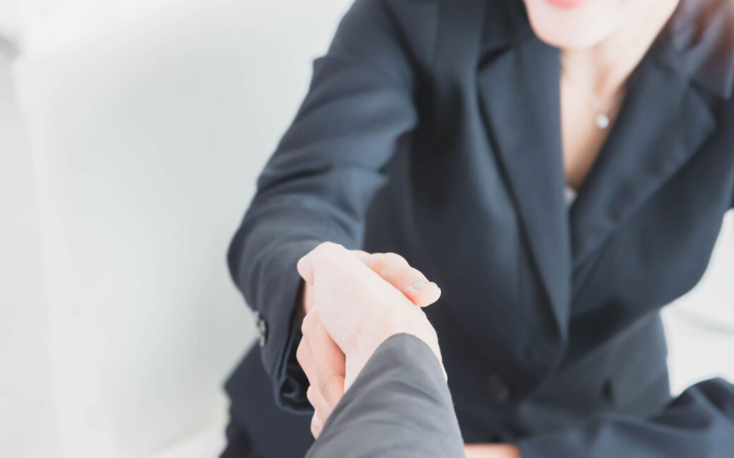 Businesswoman making handshake with a businessman